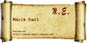 Mázik Emil névjegykártya